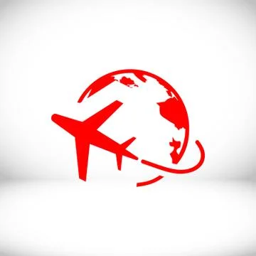 Plane Globe Icon stock vector illustration flat design Stock Illustration