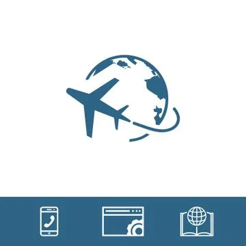Plane Globe Icon stock vector illustration flat design Stock Illustration