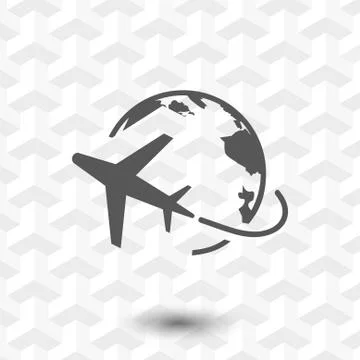 Plane Globe Icon stock vector illustration flat design Stock Illustration