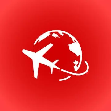 Plane Globe Icon stock vector illustration flat design Stock Illustration