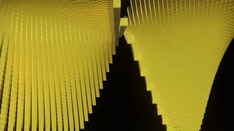 A plane of gold cubes vertically rotating in 3d animated loop. Stock Footage 156022690