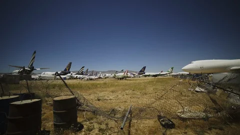 Plane graveyard Stock Footage 124385489