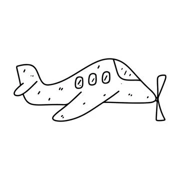 Plane in hand drawn doodle style. Vector illustration isolated on white. Colo Stock-Illustration