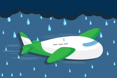 Plane with heavy rain Stock Illustration