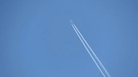 The plane is at a high altitude Stock Photos