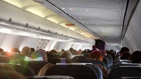 The plane hit the turbulence zone, a first-person view Stock Footage 74765003