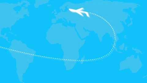 Plane icon animation on background .icon concept Stock Footage 258551706