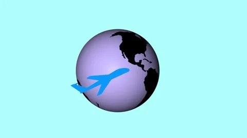 Plane icon animation on earth .icon concept Stock Footage 258551846