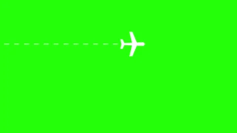 Plane icon animation on green background Stock Footage 307288513