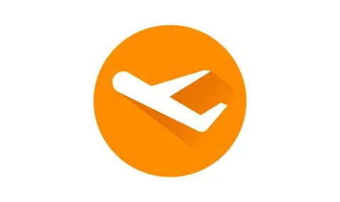 Plane  icon bottom with long shadow on orange  background, textured backgroun Stock Illustration