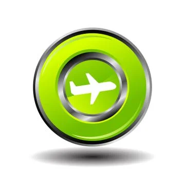Plane icon button vector green glossy Illustrazione stock
