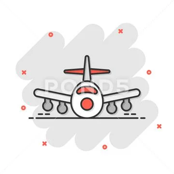 Plane icon in comic style. Airplane cartoon vector illustration on ...