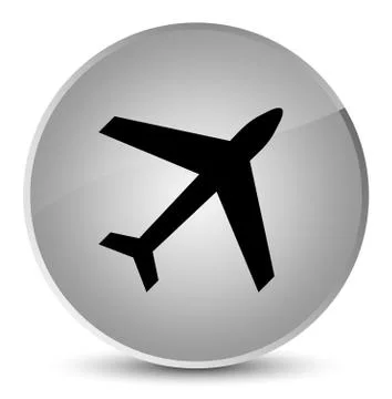 Plane icon elegant white round button Stock Illustration