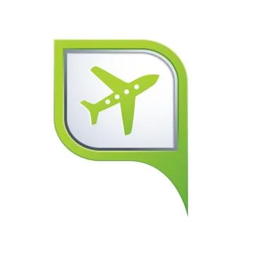 Plane icon green pointer Stock Illustration