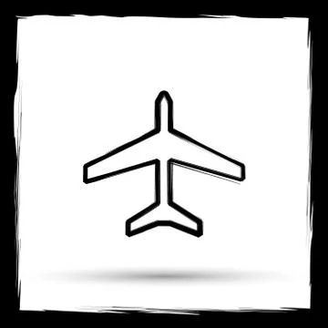 Plane icon. Internet button on white background. Outline design imitating pai Ilustración de archivo