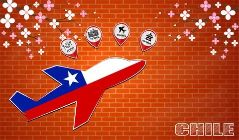 Plane icon made from the flag of Chile Stock Illustration