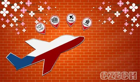 Plane icon made from the flag of Czech Stock Illustration