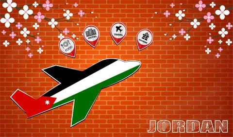 Plane icon made from the flag of Jordan Stock Illustration