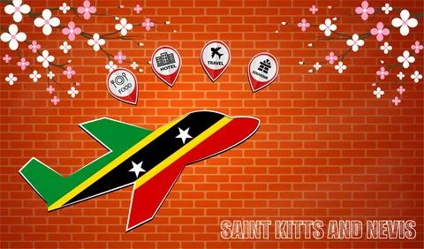 Plane icon made from the flag of Kitts and Nevis Illustrazione stock