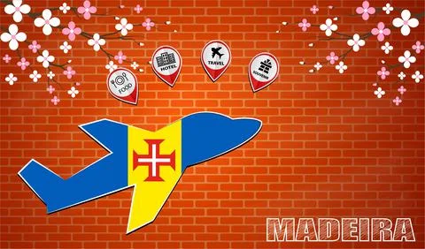 Plane icon made from the flag of Madeira Stock Illustration