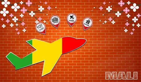 Plane icon made from the flag of Mali Stock Illustration