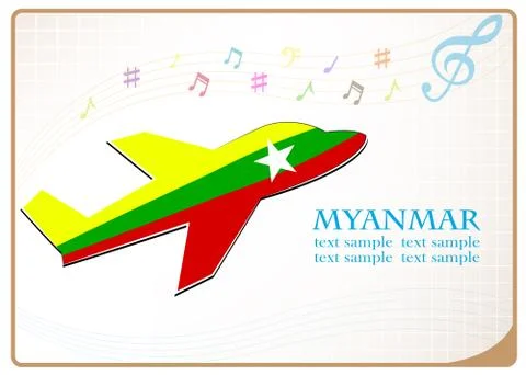 Plane icon made from the flag of Myanmar Stock Illustration
