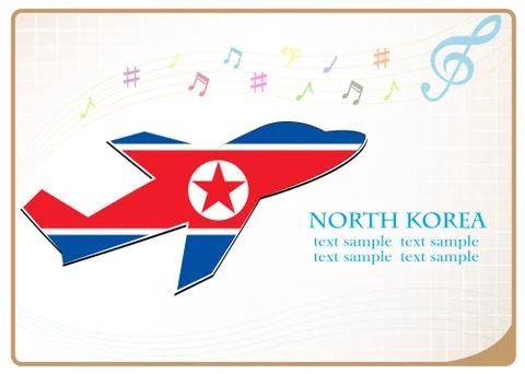 Plane icon made from the flag of North Korea Stock Illustration