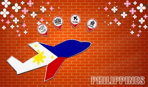 Plane icon made from the flag of Philippines Stock Illustration