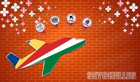 Plane icon made from the flag of Seychelles Illustrazione stock