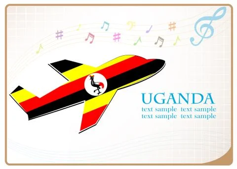 Plane icon made from the flag of Uganda Stock Illustration