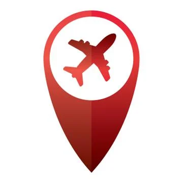 Plane Icon On Map Pointer Red Stock Illustration