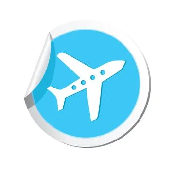 Plane icon round blue Stock Illustration