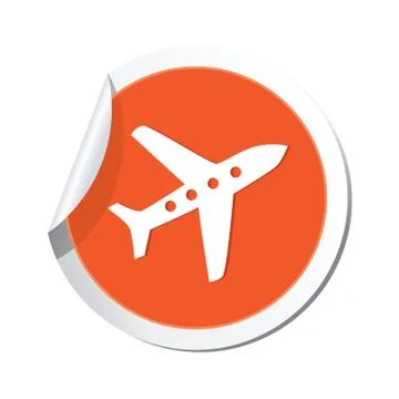 Plane icon round orange Stock Illustration