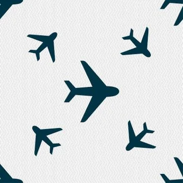 Plane icon sign. Seamless pattern with geometric texture. Vector Stock Illustration