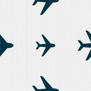 Plane icon sign. Seamless pattern with geometric texture. Vector Stock Illustration