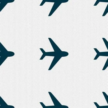 Plane icon sign. Seamless pattern with geometric texture. Vector Stock Illustration