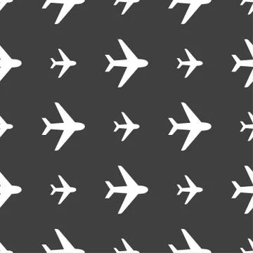 Plane icon sign. Seamless pattern on a gray background. Vector Stockillustratie
