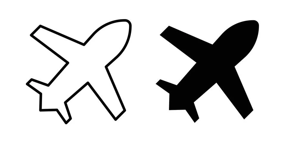 Plane icon thin line and clipart style vector set Illustrazione stock