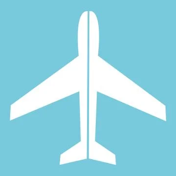 Plane icon. For websites and apps. Image on blue background. Flat line vector Stock Illustration