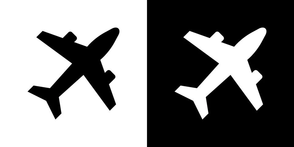 Plane icons. Two-tone version on black and white Stock Illustration