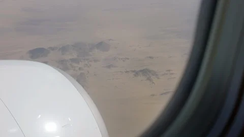 Plane illuminator and the view on the desert near Sharm El Sheikh Stock Footage 115114685