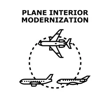 Plane interior modernization concept with airplanes circulating Stock Illustration