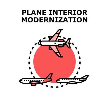 Plane interior modernization concept with airplanes circulating Stock Illustration