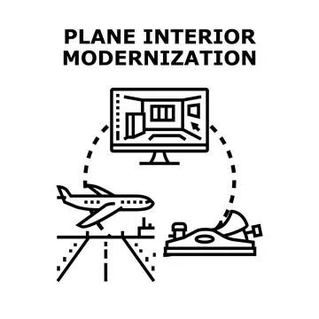 Plane interior modernization design and development concept Stock-Illustration