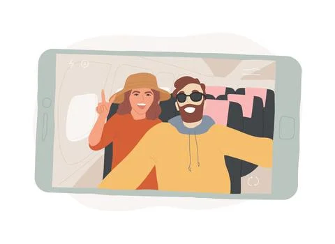 In the plane isolated cartoon vector illustrations. Ilustración de archivo