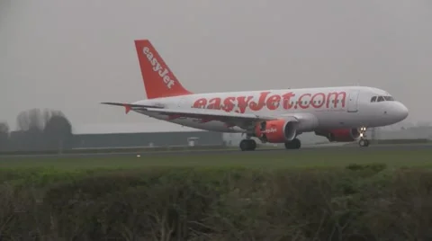 Plane , jet Easyjet on runway Stock Footage 2555058