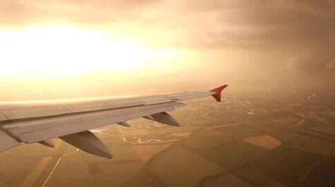PLANE JET WING SKY LS 20 EVENING NIGHT TAKE OFF CLOUDS Stock Footage 44846161