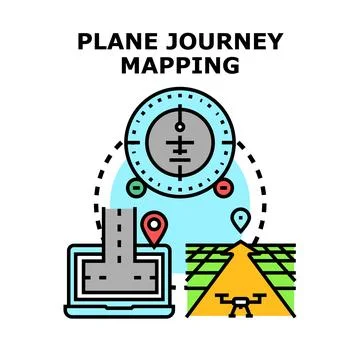 Plane journey mapping and navigation vector concept 스톡 일러스트