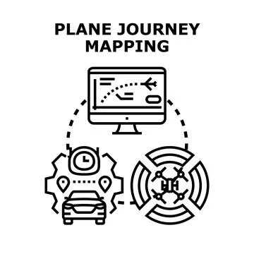 Plane journey mapping concept vector illustration Ilustración de archivo