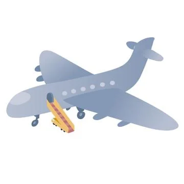 Plane with ladder, isolated object on a white background, Stock Illustration